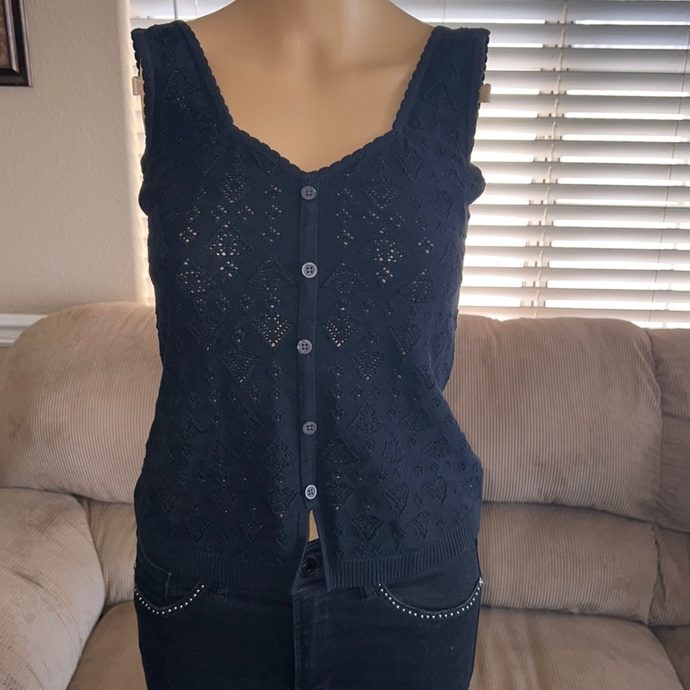 NWT Anthropologie Button Up Embroidered Tank Top